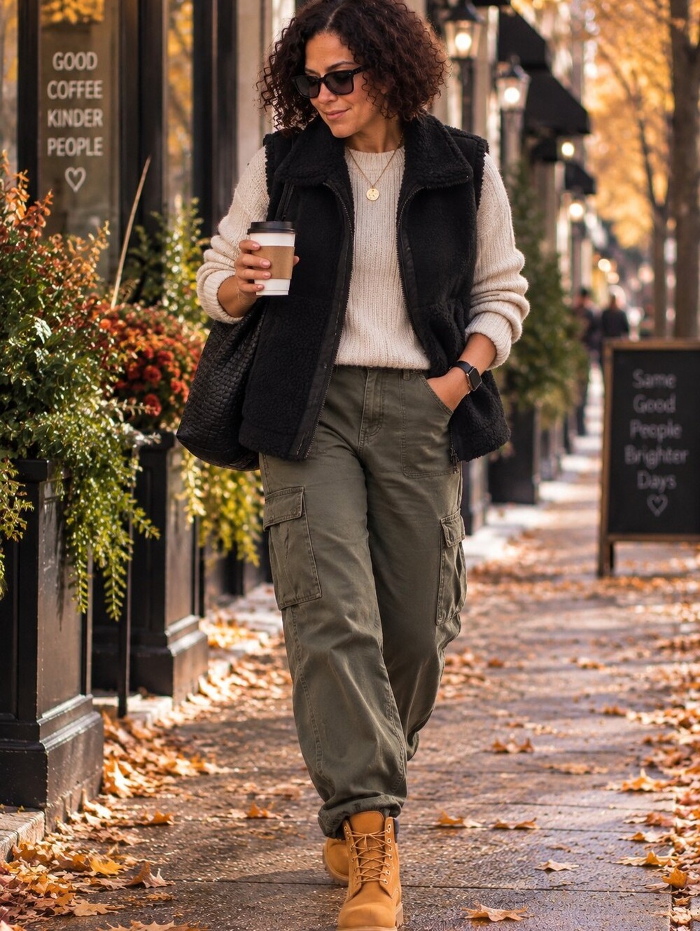 Venezia Black Sherpa-Lined Suede Vest